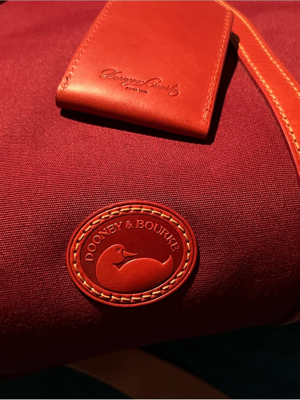 Dark Red Dooney and Bourke Nylon Carry-All bag with Removable Strap